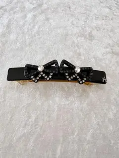 【美品】人気アレクサンドルドゥパリ　ブラックリボン　バレッタ