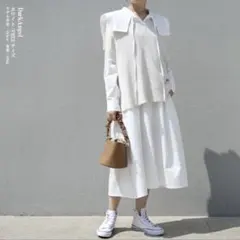 【タグ付き未使用】ダークエンジェル　セーラー襟シャツワンピース　マキシ丈　白