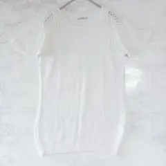 IENA 半袖 透かし編み ニット リネン 白 清楚 シンプル レトロ トップスのサムネイル