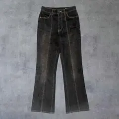 00s archive y2k センターシーム フレアデニムパンツ 黒 亜熱帯