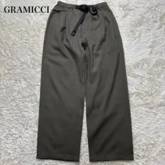 グラミチ ワイドパンツ タック ストレート ヘリンボーン ダークオリーブ M