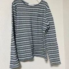 Gu Gu worldグレーとホワイトのストライプ 長袖トップス　Mサイズ