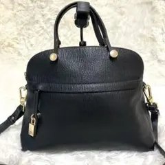 【美品】FURLA パイパー 2WAY ハンドバッグ ブラック ショルダー