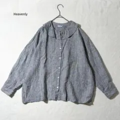 Heavenly ヘブンリー　リネン ワイドカラー シャツ　ブラウス　フリル　麻のサムネイル