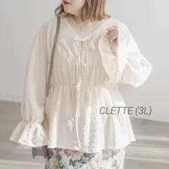 CLETTE フロントリボンシャーリングブラウス 3L 大きいサイズのサムネイル