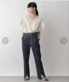 の*さ様 ローリーズファーム　ＣＯＮＥフロントスリットパンツ2 ブルー　L