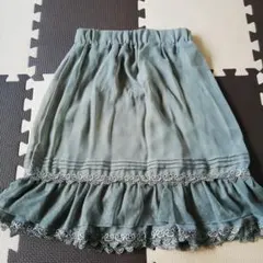 レース付き　フレアスカート グリーン　M