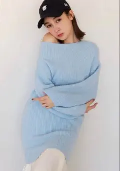 snidel ニット ワンピース 水色