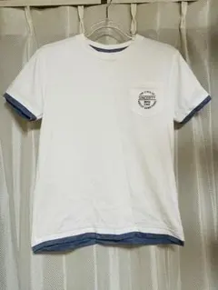 トップバリュ 重ね着風 ホワイト ポケット付き Tシャツ カジュアル