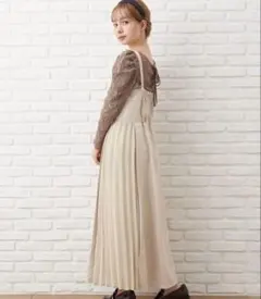 INGNI イング　サイドプリーツミジンコールジャンスカ　ワンピース　ベージュ