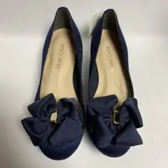 Mystic Glow ネイビー リボン付きバレエシューズ