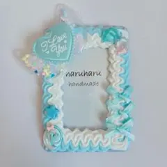 トレカケース デコ 硬質ケース ゆめかわ ホイップデコ ハンドメイド ブルー