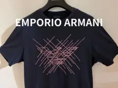 美品】希少EMPORIO ARMANI 刺繍入 ロゴ Tシャツ メンズＬ　濃紺のサムネイル