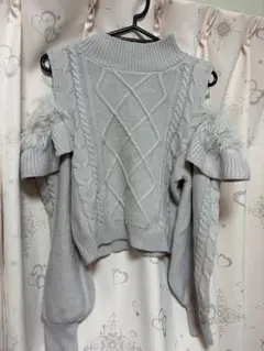 GRL フェザーショルダーオープンニットトップス