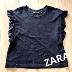 ZARA ザラ 黒 フリル袖 ブラック Tシャツ M
