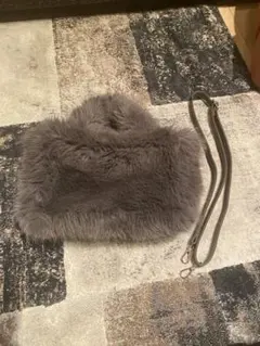 グレー ファー ショルダーバッグ