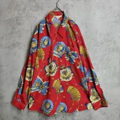 【ヴィンテージ】古着 ダブルポケット 総柄 スカーフ柄 赤 金 青 レトロ