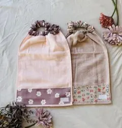 タオルエプロン　２重×２セット 離乳食エプロン