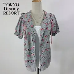 東京ディズニーリゾート ミニー花柄 半袖パーカー グレー L 春夏