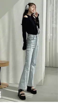 GRL フリージアハイウエストフレアデニムパンツ cu522