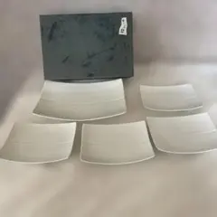 ホワイト陶器皿5枚セット　白山陶器　長方皿　白磁