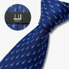 dunhill シルクネクタイ dロゴ 幾何学柄 ブルー