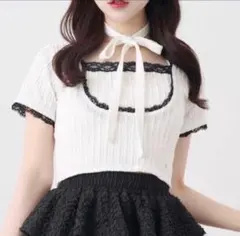 Belle Charme】Ribbon Lace Tops オフホワイトのサムネイル