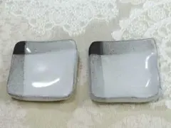 도자기 작은 접시 일본 식기 콩 접시 사각형 정각 접시 2장 세트 화이트 회색 양념 접시