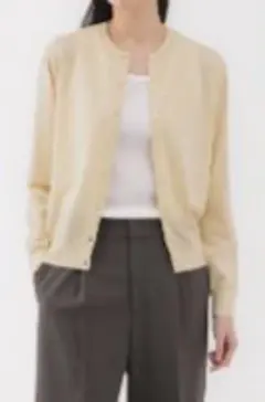 無印良品　ＵＶカット強撚コットンクルーネックカーディガン　ＸＬ　アイボリー