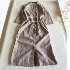 studio CLIP ノーカラーストライプロングワンピース スタジオクリップ