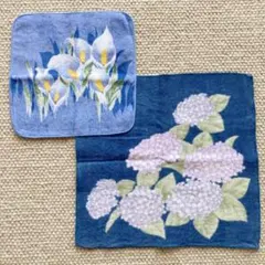 【えいわ様】【値下げしました】水芭蕉と紫陽花のハンカチタオル セット