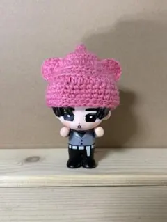 ソフビ用 ピンク色猫耳ニット帽