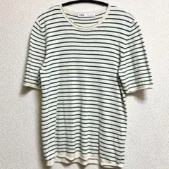 ZARA 半袖 ニット Tシャツ Lサイズ
