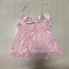 y2k 平成ギャル　キャミソール　レオパード　ピンク　リボン　姫ギャル　フリル