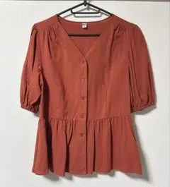 UNIQLO 五分袖ブラウス テラコッタ Mサイズ