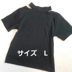 ブラック リブ　黒 Tシャツ 　春服　L⭐カットソー
