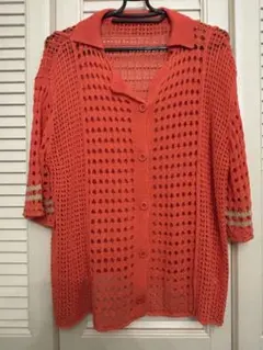 ニコアンド オレンジ メッシュカーディガン 3/4袖