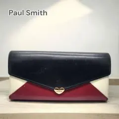4200□Paul Smith 長財布 三つ折り バイカラー ハートbc11yt