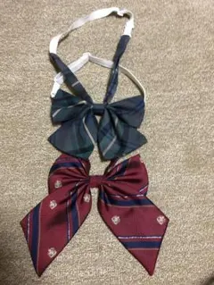 リボン2個セット 緑と紺・赤と紺