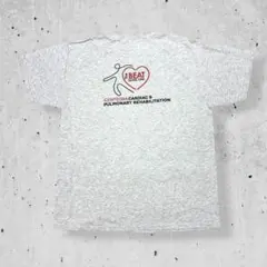 90sJERZEES半袖Tシャツ霜降りグレー企業ロゴプリントヴィンテージ古着XLのサムネイル
