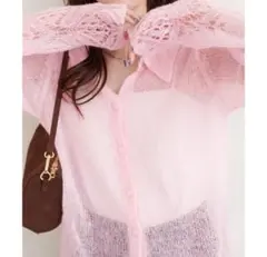 新品　定価5940　natural couture　衿付きデザインスリーブニットのサムネイル