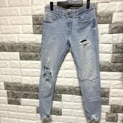 【ザラ】ZARAダメージ加工スキニージーンズ ライトブルーEU40/Lメンズ