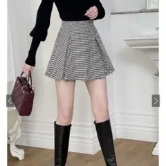 グレイル GRL インパン裏地付き千鳥柄フレアミニスカート mei25