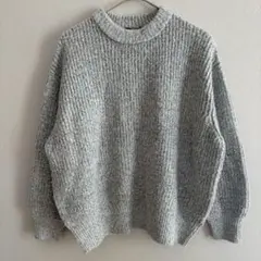 SHINY RIPPLE リブニット　プルオーバー　セーター　グレー　M