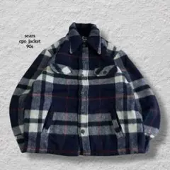 searsシアーズチェックCPOジャケット90sメンズXLボアvintage古着