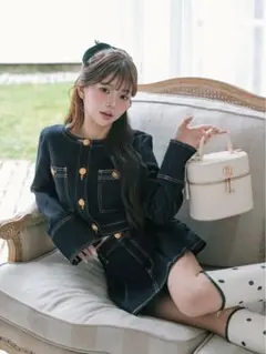 ダーリッチ　DDボタンノーカラーデニムジャケット