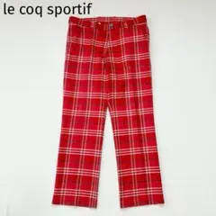 【ルコックスポルティフ】ゴルフパンツ　85　L相当　チェック柄　派手　ロゴのサムネイル