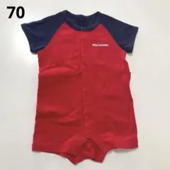 【美品】ミキハウス バックロゴ半袖ロンパース 70