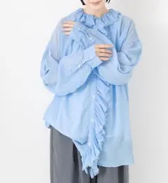 美品】【日本製】Veritecoeurヴェリテクール フリルスリーブブラウス