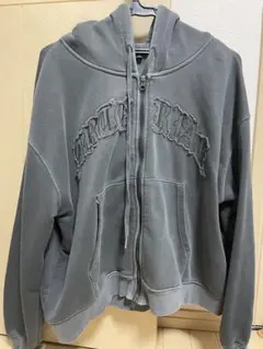 Y2K ダブルジップアップパーカー チャコールグレー
